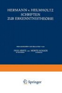 Hermann Von Helmholtz - Hermann V. Helmholtz Schriften Zur Erkenntnistheorie - 9783662355145 - V9783662355145