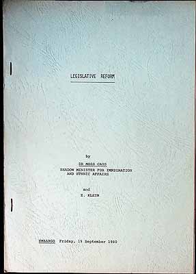 Cass Dr. Moss Shadow Minister For Immigration And Ethnic Affairs - Legislative Reform -  - KCK0001954