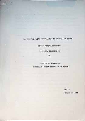 Lippman Walter M. - Equity and Multiculyuralism in Australia today -  - KCK0001967