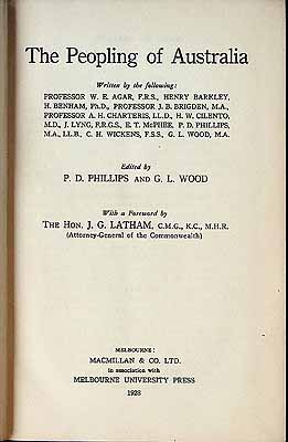 Phillips P.D. And Wood G.L.Editors - The Peopling of Australia -  - KCK0002124