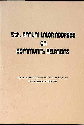  - Papers presented  at the 5th Annual Lalor  address on Community Relations -  - KCK0002388