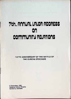  - Papers presented  at the 7th Annual Lalor  address on Community Relations -  - KCK0002389