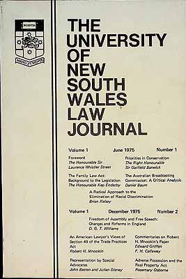  - The University of New South Wales Law Journal Volume 1 Nos 1&2 -  - KCK0002391