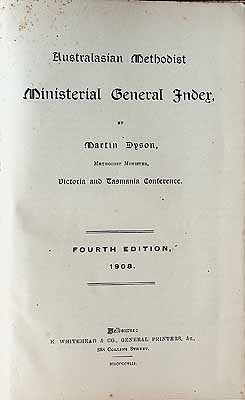 Dyson Martin - Australasian Methodist Ministerial general Index -  - KCK0002839