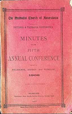  - Minutes of the Fifth Annual Conference begin in Melbourne Monday 26th february 1906 -  - KCK0002948