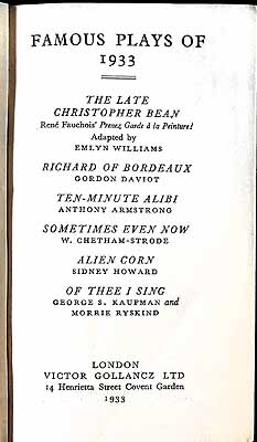  - Famous plays of 1933: The late Christopher Bean etc -  - KEX0304128