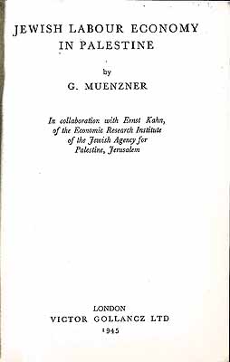 Muenzner G - Jewish Labour Economy in Palestine -  - KEX0304163