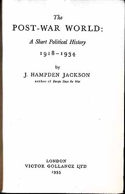 J. Hampden Jackson - The Post-War World: a Short Political History 1918-1934 -  - KEX0304222