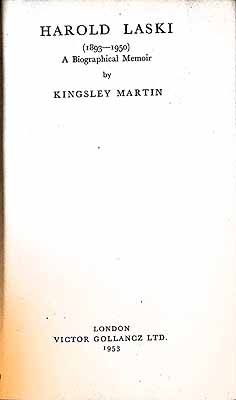 Kingsley Martin - Harold Laski (1893-1950): a Biographical Memoir -  - KEX0304674