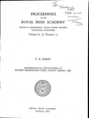 T B Barry - Archaeological Excavations at Dunbeg Promontory Fort County Kerry 1977 -  - KEX0304906