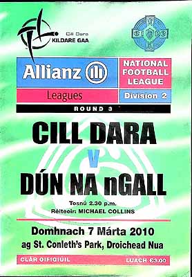  - Cill Dara V Dun na nGall 7 marta 2010 ag St. Conleths Park Droichead Nua. Official Programme -  - KEX0308196