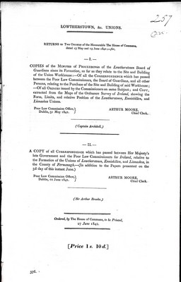 Captain Archdall - Lowtherstown ( Fermanagh ) & Unions. Minutes ofproceedings of the Lowtherstown Board of gaurdians since its Foundation -  - KEX0308986
