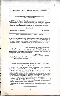 Charles Barry Baldwin - Report of the Commissioners of Charitable Donations andBequestsfor Ireland on the seventh day of April 1849 relative to the Embezzement of several sums of MoneyBy Edward lesley Matews the late Acconntant tothe Board -  - KEX0309093