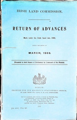  - Irish land Commission. Return of Advances made Under the Irish Land Act 1903 during the Month of March 1909 -  - KEX0309229