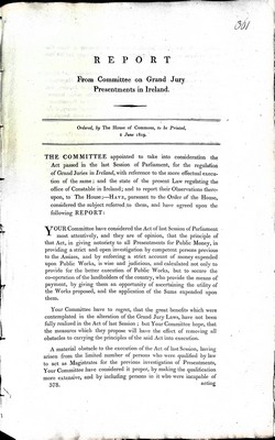  - First and Second Reports from the Select Committee on Irish Grand Jury Presentments -  - KEX0309423