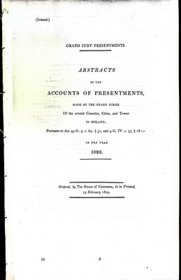  - Abstracts of the Accounts of presentments made by  the Grand Juries of The Several Counties Cities and Towns in Ireland in the year 1829 -  - KEX0309431