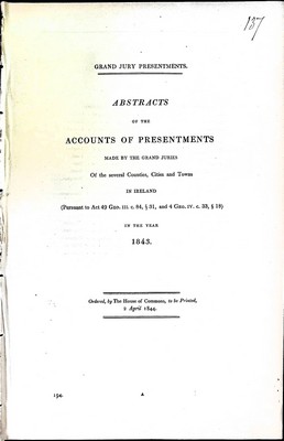  - Abstractsof the Accountments made by the Grand Juries of the several Counties Cities and Towns in Ireland in the Year 1844 -  - KEX0309442