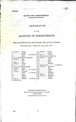  - Abstracts of the Accounts of Presentments made by the Grand Juries of Several Counties Cities and Towns of Ireland -  - KEX0309456