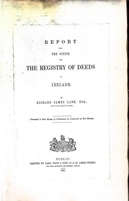 Richard Jemes Lane - Report of the Registry of Deeds in Ireland -  - KEX0309471