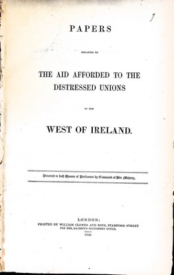  - Papers Relating to The Aid Afforded to the Distressed Unions in the West of Ireland -  - KEX0309479