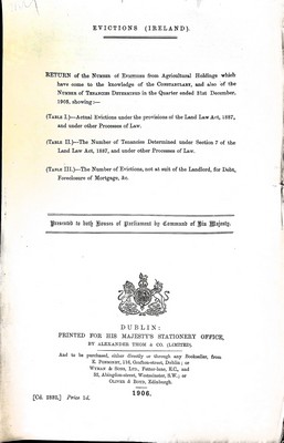  - Evictions ( Ireland): The Number of Evictions from Agricultural Holdings which have come to the kmnowledge of the Constabulary and also the number of Tenancies determined in the Quarter ended 31st December 1905 -  - KEX0309517