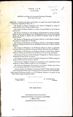 Mr Joseph Ewart - Poor Law.Return ofthe Number of Persons belonging to the Church of England in receipt of In-door Relief on the 1st day of January last -  - KEX0309600