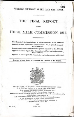  - The Final Report of the Irish Milk Commission 1911 complete with appendix -  - KEX0309625