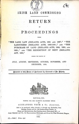  - Irish Land Commission Return of Proceedings for the Months of July to December 1895 -  - KEX0309644