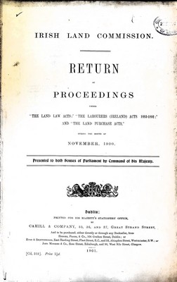  - Irish Land Commission Return of Proceedings during the month of November 1900 -  - KEX0309650