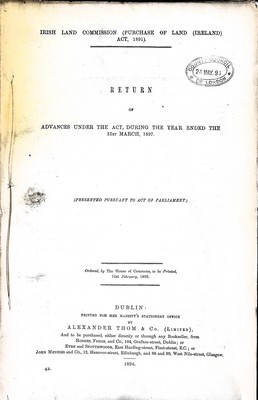  - Irish Land Commission Return of Advances Under the Act during the year ended 31st March 1897 -  - KEX0309651