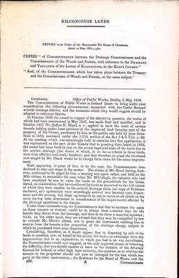 Mr Hennessy - Kilconcouse Lands: Correspondence between the Drainage Commissioners and the Commissioners of the Woods and Forests with reference to the Drainage and valuation of the Lands at Kilconcouse in the King's County -  - KEX0309673