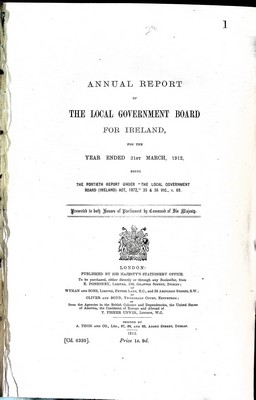  - Annual Report of The Local Government Boardfor Ireland for the year ended 31st March 1912 -  - KEX0309705