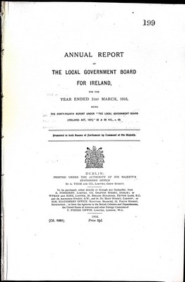  - Annual Report of The Local Government Board for Ireland for the Year ended 31st March 1916 -  - KEX0309707