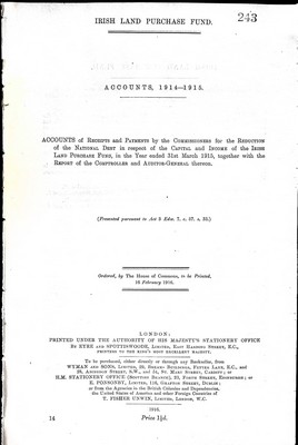  - Irish Land Purchase FundAccounts 1914-1915 -  - KEX0309709