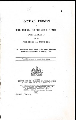 His Majesty'S Stationery Office - Annual Report Of The Local Government Board For Ireland, For The Year Ended 31st March, 1910 -  - KEX0309743