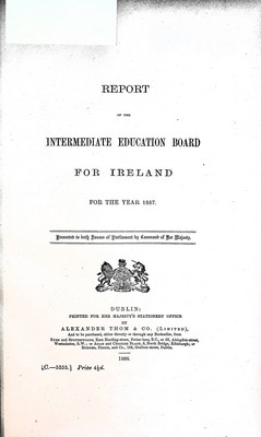  - Report of the Intermediate Education Board for ireland for the year 1887 -  - KEX0309753