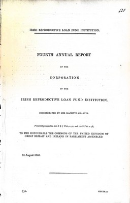  - Irish Reproductive Loan Fund Institution: Fourth Annual Reportof the Corporation of the Irish Institution. -  - KEX0309773