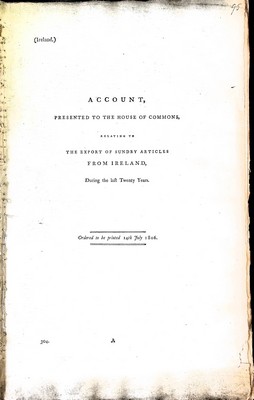  - Public Accounts ( Ireland ): Accounts presented to the House of Commons relating to theExportof Sundry Articles from Ireland during the Last Twenty Years -  - KEX0309817