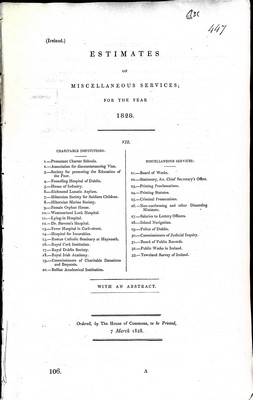  - ( Ireland ) Estimates of Miscellaneous Services for the year 1828 with an abstract -  - KEX0309835