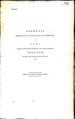  - ( Ireland ) : Accounts Presented to the House of Commonsof Sums levied by Grand Juries of the Several Counties in Ireland for four years from the 1st January 1803 -  - KEX0309846