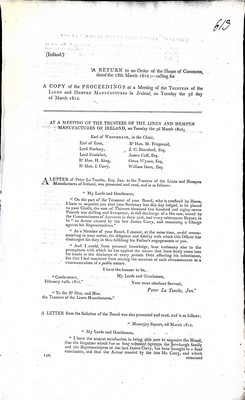  - ( Ireland) A Copy of the Proceedingsat a meeting of the Trustees of the Lien and Hempen Manufacturers in Ireland on Tuesday the 3rd day of March 1812 -  - KEX0309869