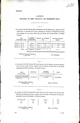  - ( Ireland ) Accounts relating Irish Treasury and Exchequer Bills. -  - KEX0309874