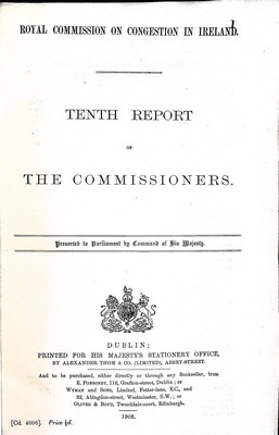  - Royal Commisson on Congestion in Ireland Tenth Report of The Commissioners -  - KEX0309885