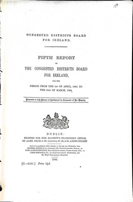  - Congested Districts Board for Ireland Fifth Report for the Period the 1st of April 1895 to 31st March 1896 -  - KEX0309915