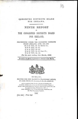  - Congested Districts Board for Ireland : Ninth Report of Proceedings under the Congested Districts -  - KEX0309919