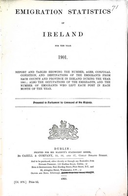  - Emigration Statistics of Ireland for the year 1901 -  - KEX0309933