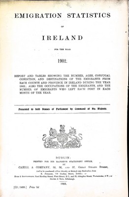  - Emigration Statistics of Ireland for the year 1902 -  - KEX0309934