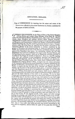  - Education Ireland : Copy of Commission for inquiring into the nature and extent of the Instruction afforded by the several institutions in Ireand established for the Ourposes of education -  - KEX0309957