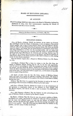  - Board of Education ( Ireland) An Accountof all the proceedings which have taken place at the board of Education,instituuted by parliament in 1813 since their commencement respecting the Schools of Midleton and Ballyroan severally -  - KEX0309961