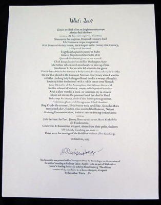 Allen Ginsberg - What's Dead? (Broadside) -  - KHS0071173